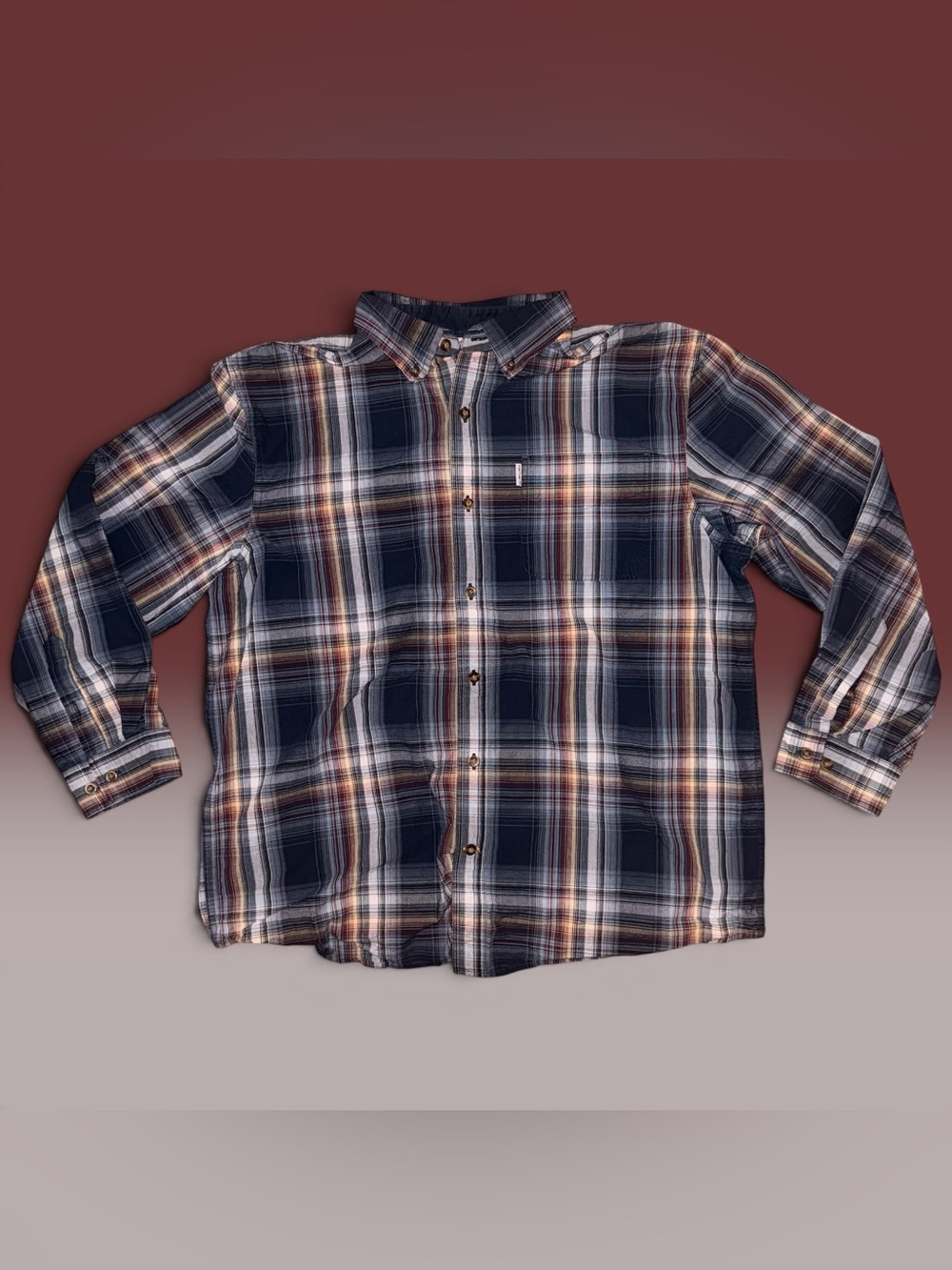 Carhartt Men's Relaxed Fit Long Sleeve Button-Down Plaid Shirt Size XL Blue